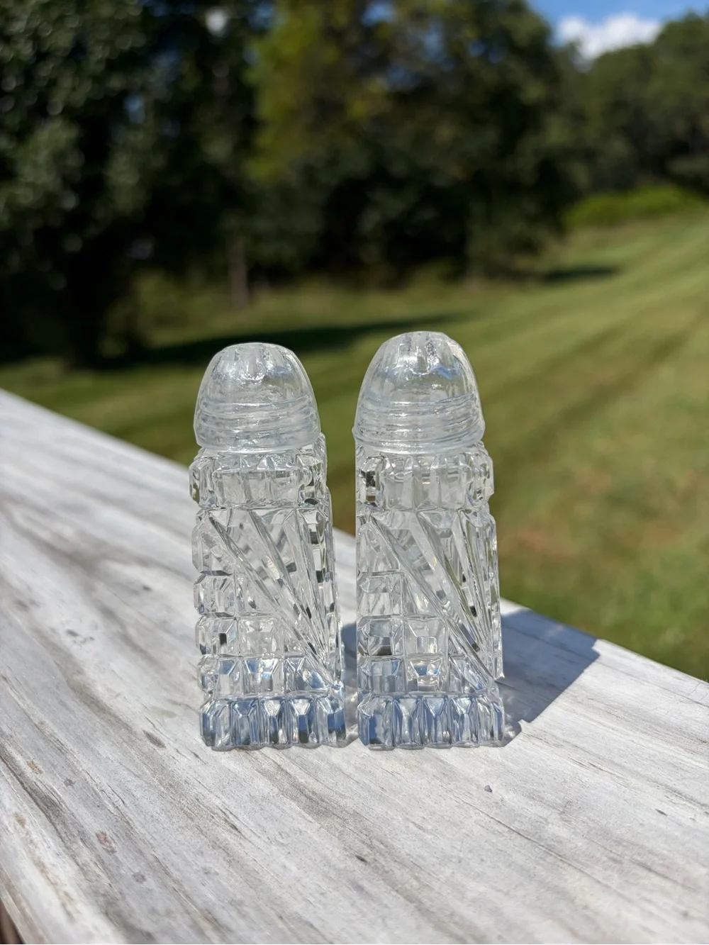 Vintage Lead Crystal Glass Salt & Pepper Shakers Western Germany